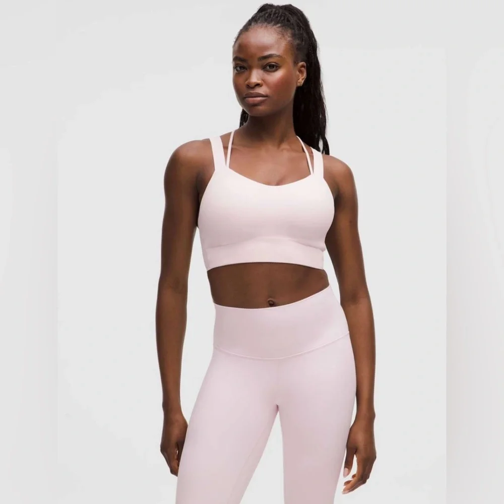 LULULEMON - Like a Cloud Longline Bra D/DD *Ribbed in Blissful Pink. Size 10 - Picture 1 of 7